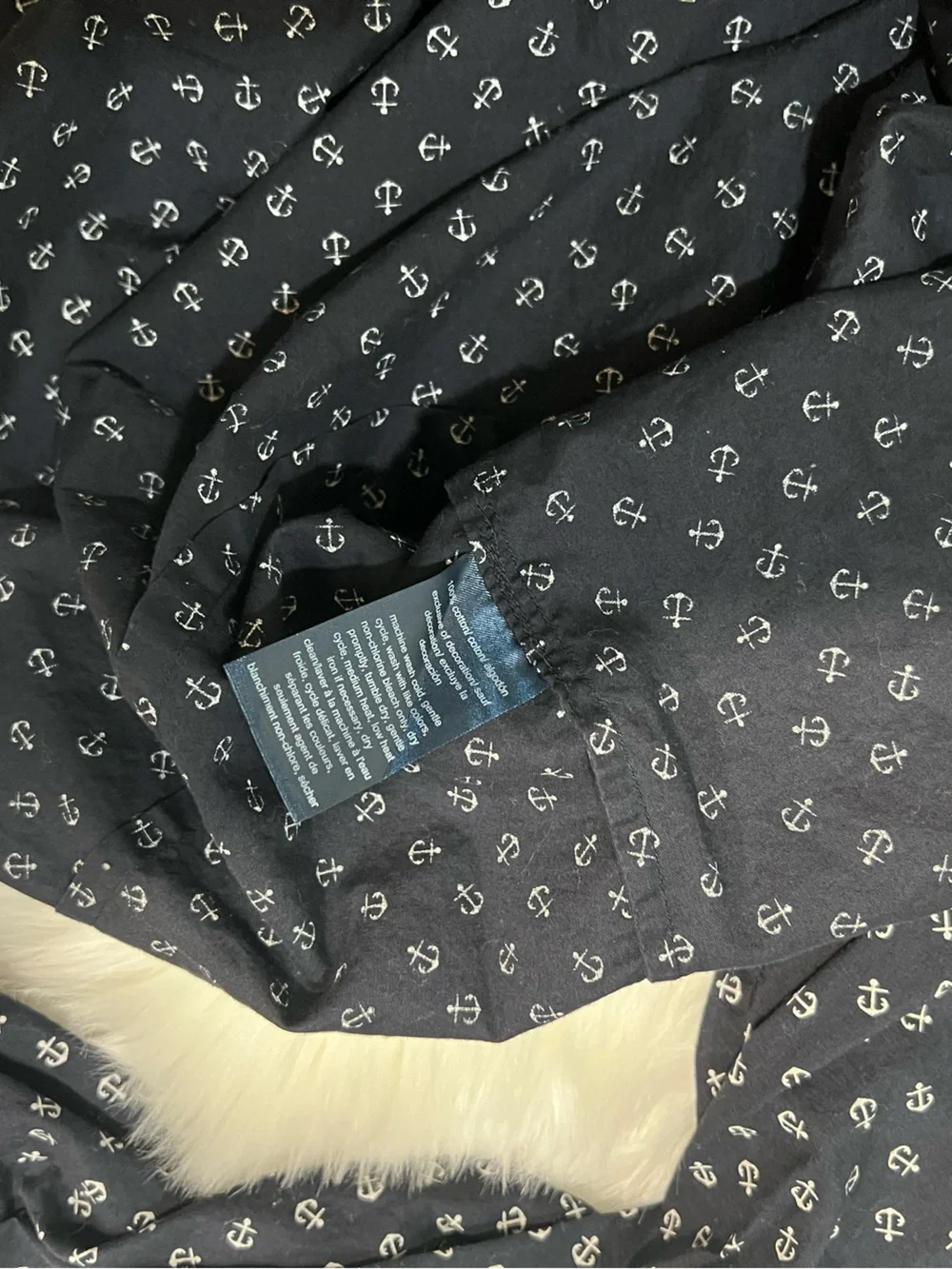 Tommy Hilfiger Navy Button-Down Shirt with White Anchor Print